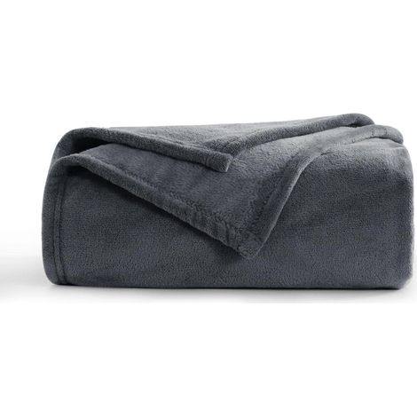 Decke Fleecedecke Kuscheldecke Sofa Couchdecke 150 x 200 cm Anthrazit (1/5)