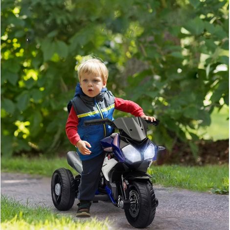 Moto elettrica per bambini 3 km/h, ricaricabile, luci e suoni, blu/bianco DESVIAE (1/5)
