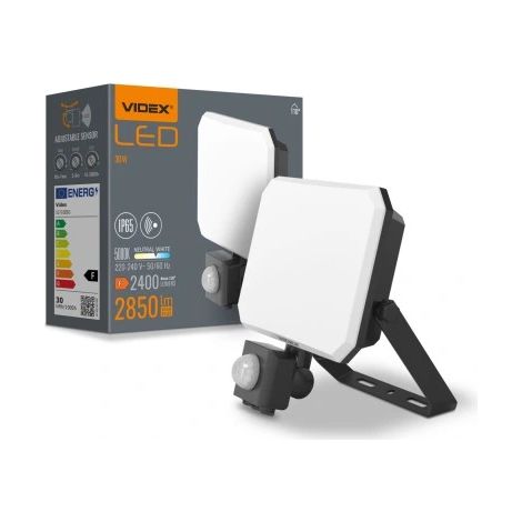 Foco LED Videx de 50 W, 4750 lm, luz blanca neutra de 5000 K, sensor de movimiento, IP65. (1/5)