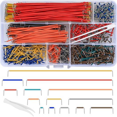 840 Pièces Breadboard Jumper Fil Kit, Mâle vers Mâle Forme de U Breadboard Jumper Câble Wire 14 Assorties Longueur, avec Clip Plastique (1/5)