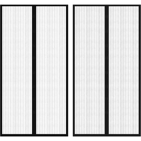 vidaXL Cortina mosquitera para puerta 2 uds imán negro 210 x 100 cm (1/5)