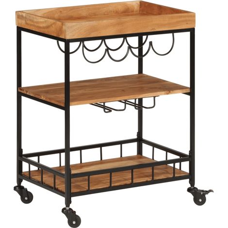 Bar Cart 60x40x80 cm Solid Wood Acacia and Iron vidaXL