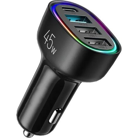 Caricabatteria da auto a 4 porte sign 45 w pd qc 30 - nero
