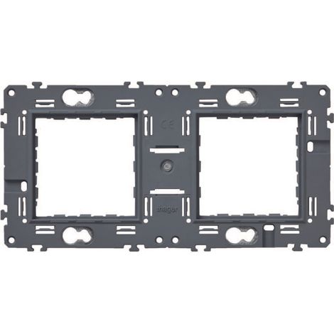 Hager – Support gallery double réversible horizontal et vertical entraxe 71 – Fixation murale pour espaces confinés – Pour bois dur et teck
