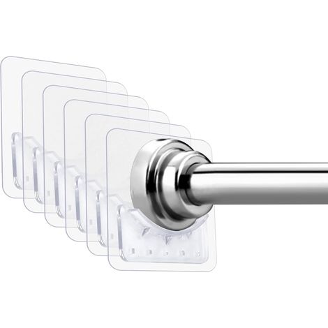 Rail de rideau de douche monobloc et support de tringle adhésif, sans perçage nécessaire, fixation murale auto-adhésive de la tringle télescopique, convient aux salles de bains et aux salons.