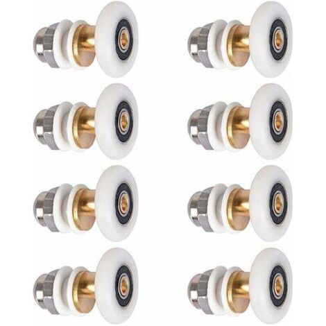 Roulettes de porte de douche 27 mm – Lot de 8 roulettes en nylon et cuivre – Pour portes coulissantes et courbes – Installation facile (1/5)