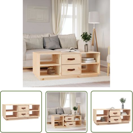 Table basse Table d'appoint pour Salon Chambre - 100x50x41 cm Bois massif de pin BV884188 - BonneVie (1/5)