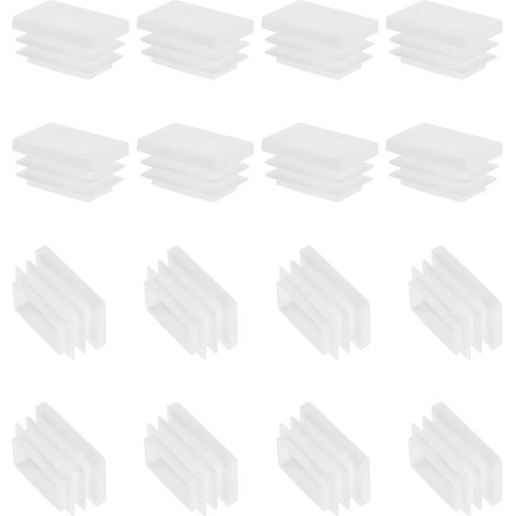 Bouchons à Lamelles Rectangulaire Bouchon en Plastique, 16 Pcs 30 x 20mm pour Tubes Rectangulaires Pieds de Chaise Meubles de Tube en Métal Clôtures pour Trous de 29mm, Blanc (1/5)