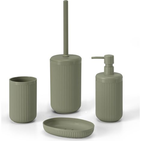 Set accessori bagno completo di 4 pz verde cannettato Arizona (1/5)
