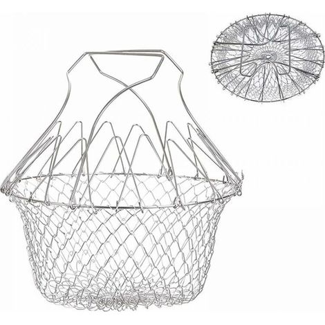 Fry Basket, Salad Basket Strainer Kitchen Stainless Steel Fry Expandable Chef Kitchen Basket (1/5)