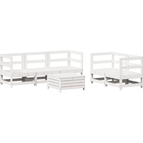 Maison Exclusive - Set Divani da Giardino 6 pz Bianco in Legno Massello di Pino