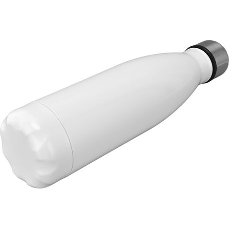 Gourde isotherme en acier inoxydable en forme de cola, idéale pour l'école, les sports de plein air, le camping, la randonnée et les voyages. Blanc éclatant. (1/5)