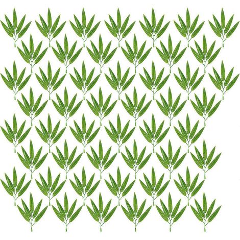 50 feuilles de bambou artificielles, branches de bambou artificielles, décorations pour la maison, le bureau et le restaurant (vert clair)-16x13cm-Green (1/3)