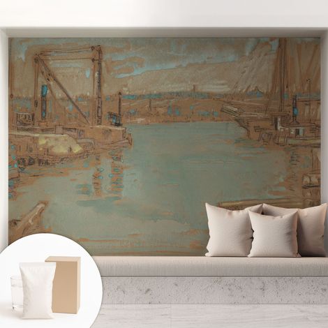 Papier peint intissé mural avec colle pour salon et chambre Décoration murale rapide - Colle incluse gratuite Vues portuaires 208x146 cm (1/5)