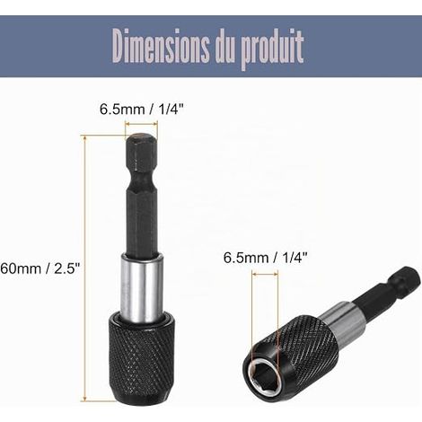 Magnetic Bit Holder 60mm Magnetic Drill Bit Extensions 1/4" Stainless Steel Magnetic Extension for Electric Drill, Impact Driver (1/4)