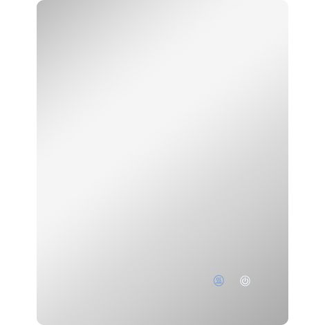Miroir mural LED rectangulaire salle de bain 80x60 cm, éclairage ajustable, blanc transparent (1/5)