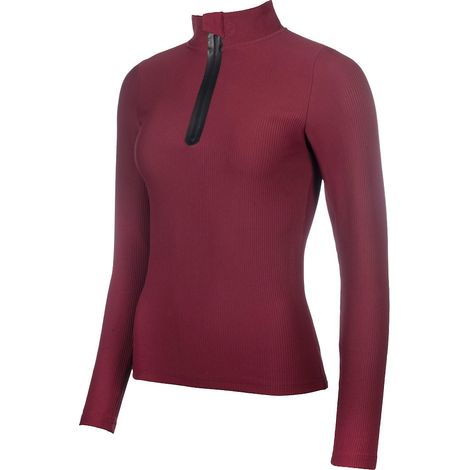 XL, verde scuro: Maglia tecnica per equitazione modello Livigno a manica lunga con tessuto a coste