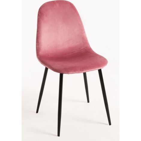 Sillas - Silla Teok Black Terciopelo - Rosa (1/5)