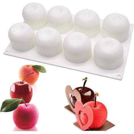 Moules à pommes 3D moule en silicone Moule à gâteau en silicone avec 8 cavités Jelly Pudding Jelly Muffin Cupcake Moules à Chocolat Pour la cuisson du cupcake, u porte-savon, e la gelée, u pudding (1/5)