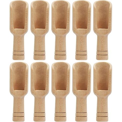 10 PCS Petite Cuillère à Sel en Bois, Cuillère Pelles à Épices, Mini Cuillère en Bois Épices, Mini Cuillères à Sel de Bain, Bois Naturel, Non Toxique, pour Sel, Sucre, Café, Thé, Épices,