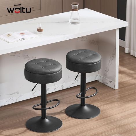 WOLTU 2x Sgabello da bar cucina alto penisola girevole regolabile poggiapiedi - Antracite (1/5)