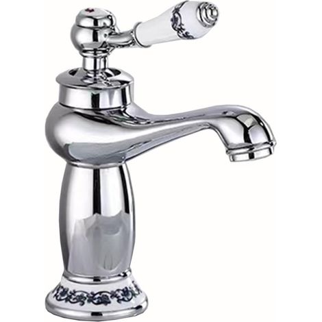 JSSEVN - Retro Brass Chrome Single-Lever Basin Mixer Tap, Antique Brass Bathroom Mixer Tap, Water Conservation (1/5)