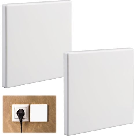 Lot de 2 Cache Prise Murale, 8.6x8.6 cm Obturateur Prise Plaque Murale Vierge en Plastique, Cache-Prises Encastrées pour Prises Ou Interrupteurs Inutilisés (Blanc) (1/5)