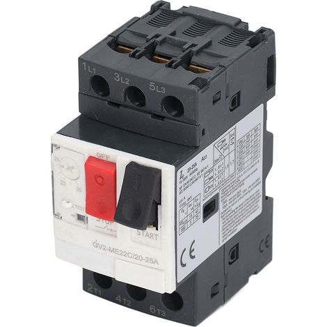 Disjoncteur moteur triphasé avec protection contre les surcharges et bouton de démarrage manuel, 690 V CA, GV2-ME22C, 20-25 A (1/5)