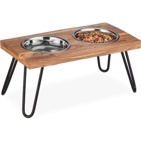 Raised xl dog bowl made from acacia wood (1/5)