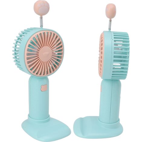 Ventilateur portable mini rechargeable par USB avec base pour une utilisation intérieure et extérieure, vert menthe. (1/5)