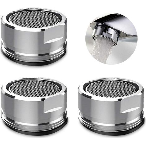 Robinet aérateur avec filtre et joint pour cuisine et salle de bain - Argent (Diamètre extérieur 24 mm) (1/5)