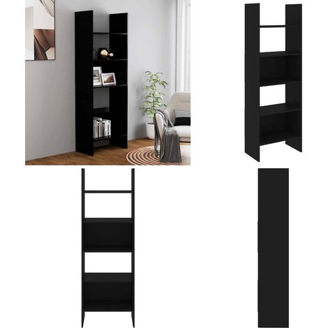 Bibliothèque Noir 60x35x180 cm Bois d’ingénierie - Bibliothèque - Meuble Rangement - Étagère - Bibliothèque Design - Mobilier Intérieur - Home & Living (1/5)