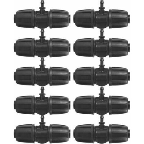 16mm à 4/7 Garden Lock Connecteurs en T Barbelés, 10pcs/Set Connecteurs pour PE Hose Garden Irrigation System (1/4)