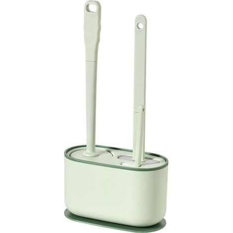Porte-brosse WC mural 3 en 1, vert, pour le nettoyage de la salle de bain et de la maison. Idéal pour les recoins difficiles d'accès.-AquaForge (1/5)