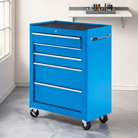 Servante d'atelier coloris bleu en acier 61,5 x 33 x 82,5 cm (1/5)
