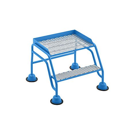 Escalera rodante con tarima  plataforma y peldaños de rejilla