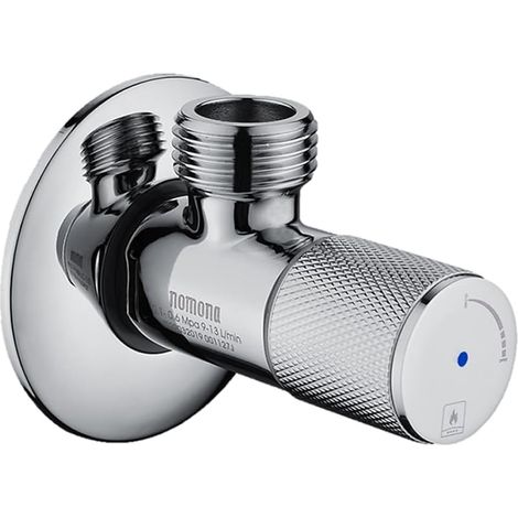 Vanne d'angle d'eau en laiton chromé, G1/2" (BSPP 1,27 cm), raccord de tuyau G1/2" pour lavabo de cuisine, toilettes (marquage : bleu) (1/5)