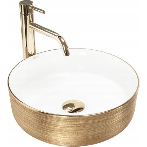 REA AUFSATZWASCHBECKEN  SAMI WHITE BRUSH GOLD (1/5)