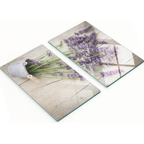 Dos tablas de cocina decorativas de cristal color lavanda en maceta de 2x30x52 cm. (1/5)