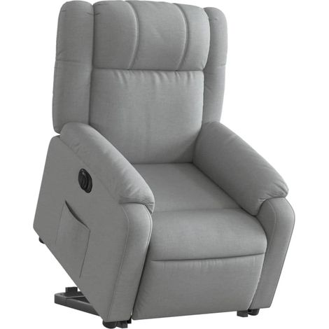 Poltrona relax TV con comodissima funzione di sollevamento elettrico in tessuto grigio chiaro DEC028316
