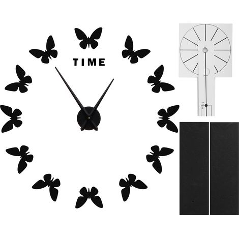 horloge murale autocollante en forme de papillon décoration