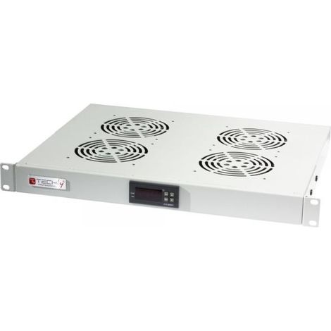 Techly Professional Gruppo 4 Ventole 1U per Rack 19'' con Termostato LED Grigio (1/4)