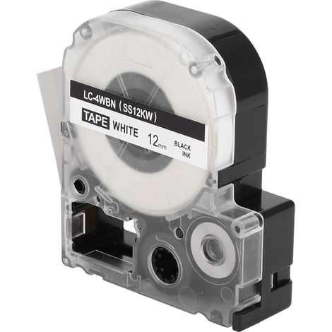 Ruban d'étiquettes pour papier d'imprimante KING JIM/EPSON (12 mm, fond noir avec texte blanc) (1/5)