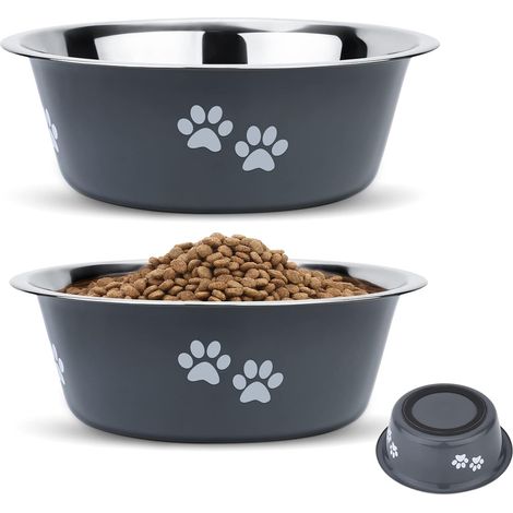 Filiyano-Gamelle pour chien en acier inoxydable (lot de 2, 2 x 860 ml), gamelle en acier inoxydable avec base antidérapante pour chiens de grande (1/5)