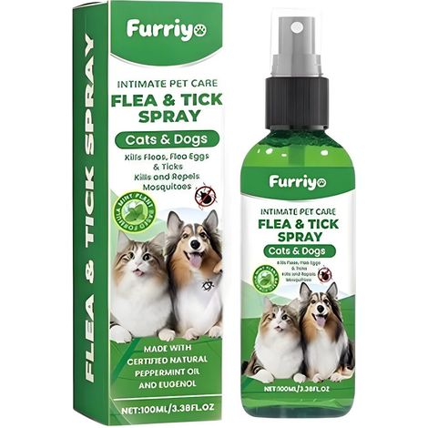 Furriyo Pfefferminz-Spray zur Milbenbekämpfung bei Haustieren, milde Formel, geeignet für Katzen und Hunde (1/5)