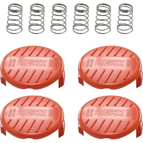 Couvercle de Bobine et Ressort pour Black & Decker AFS Tondeuse (RC100P) Pièces de Rechange Cache-Bobines Pièces de Tondeuse à Gazon Désherbeur (4 Cache-Bobines + 2 Ressorts) (1/5)