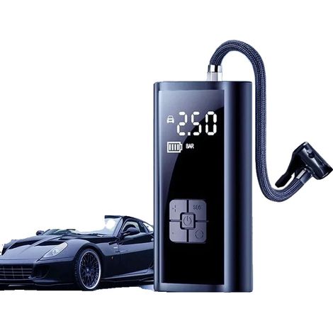 Compressore d'aria, gonfiatore intelligente per pneumatici, pompa elettrica portatile, nera, alimentata a batteria (1/2)