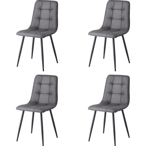 Wokaka – Lot de 4 chaises de salle à manger rétro – Dossier haut ergonomique – Pieds en métal noir – Confort ultime – Dimensions 44L x 43P x 89,5H cm (1/5)