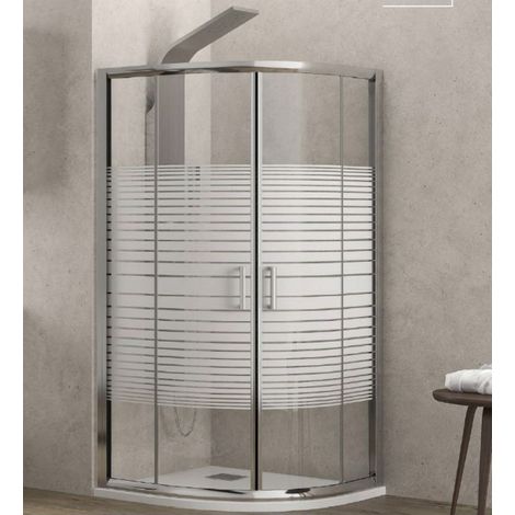 Cabine de douche sérigraphiées ¼ de cercle NEW FLORA 200 H.180 cm-Transparent-Transparent-- (1/4)