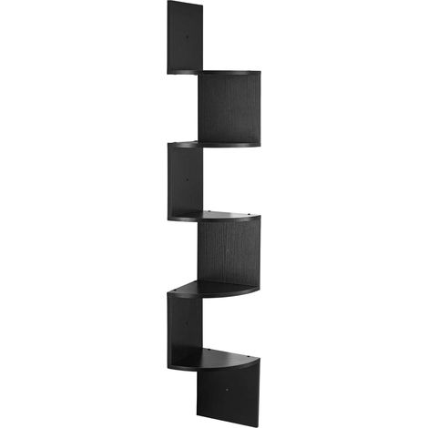 JF HOME BLISS Corner Shelf 5 Tiers Floating Shelves Wall Mount Corner Shelves Wall Organizer for Bedrooms Kitchen Offices and Living Rooms Black (1/5)